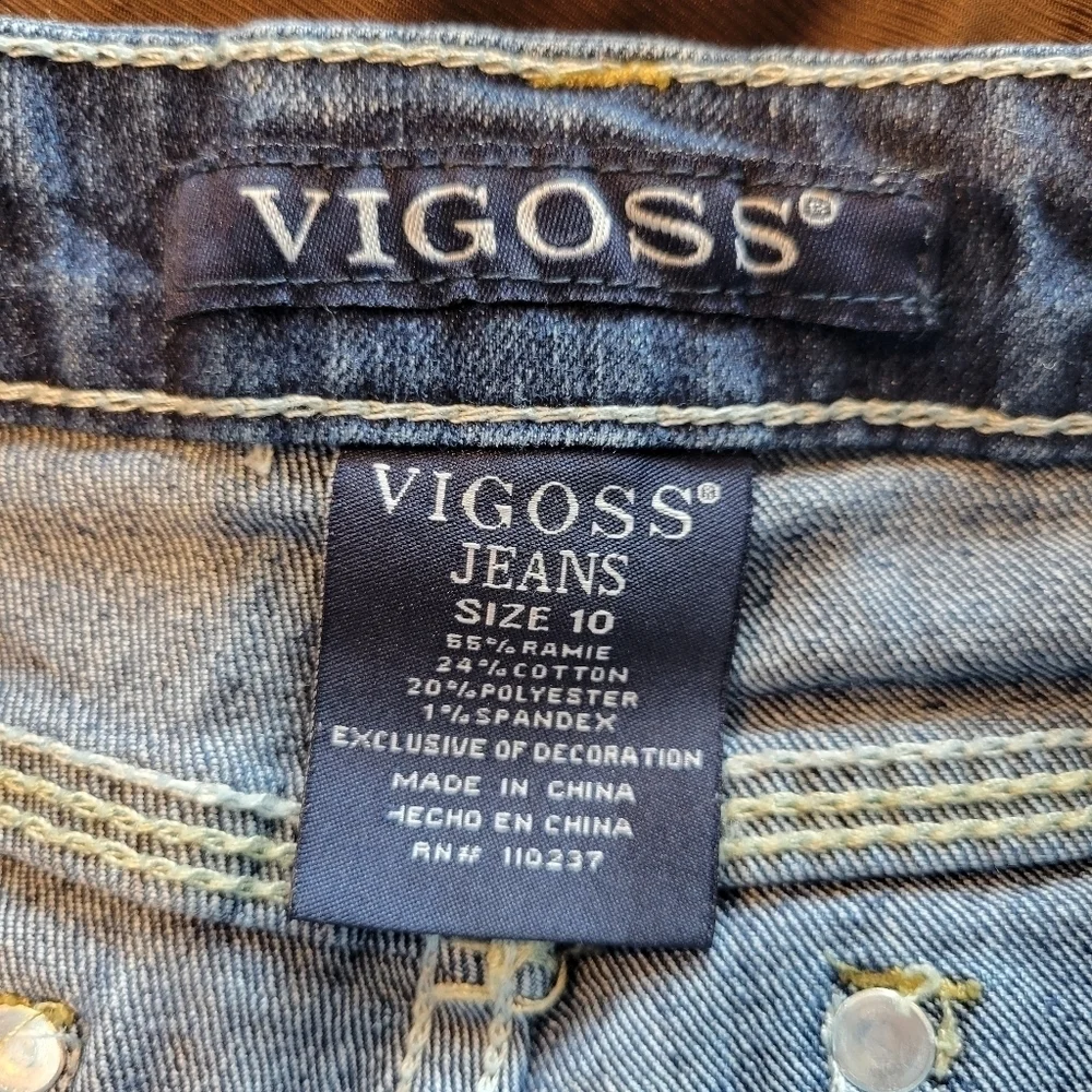 Vigoss The Jagger Bermuda Shorts Girl Sz 10 Medium Wash Patchwork Grey Floral
